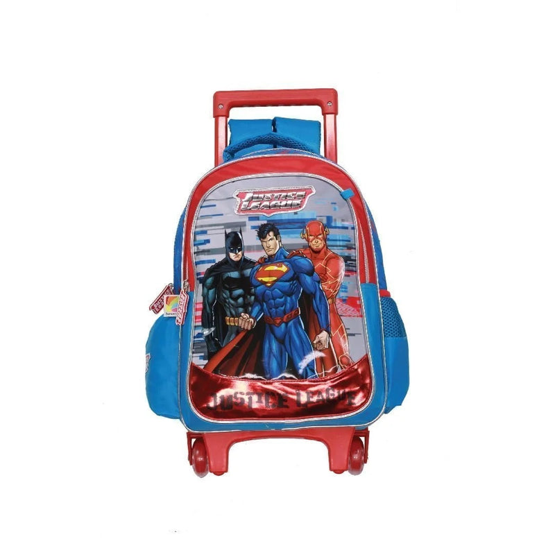 Justice League Trolley Bag – 2 Main Compartments and 2 Side Pockets 16″ with Pencil Case