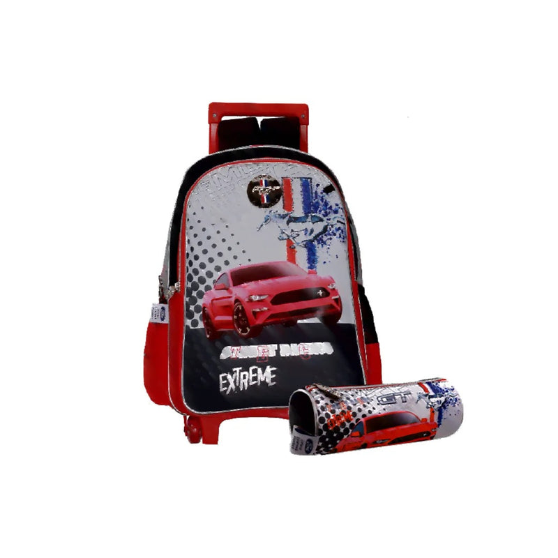 Mustang Trolley Bag – 2 Main Compartments and 2 Side Pockets 17″ With a Pencil Case