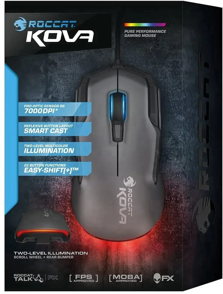 Roccat – Kova Pure Performance Ambidextrous Gaming Mouse Grey