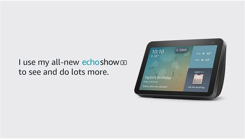 Echo Show 8 (2nd Gen, 2021 Release) | HD smart display with Alexa and 13 MP camera | Charcoal (Arabic or English)