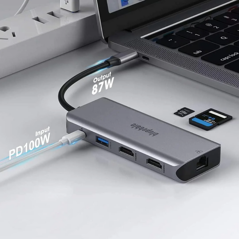 Blupebble 9-in-1 USB C Hub 4K@60Hz Dual HDMI USB C Hub with Dual HDMI