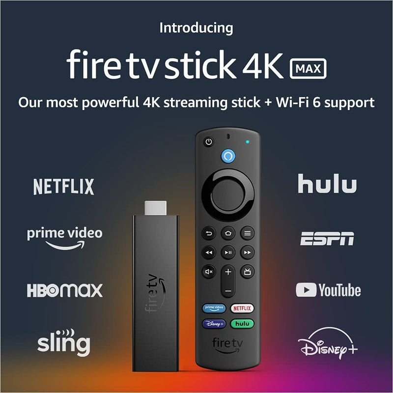 Fire TV Stick 4K Max streaming device, Wi-Fi 6, Alexa Voice Remote 3rd Gen (includes TV controls) 2021 release