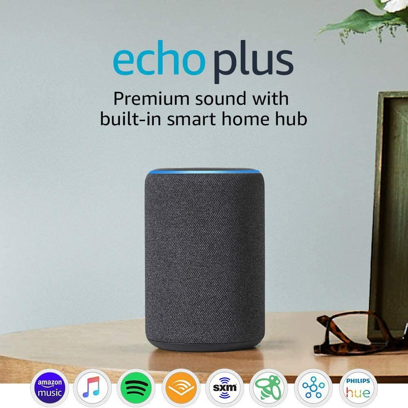 Echo Plus (2nd Gen) – Premium sound with built-in smart home hub – Charcoal