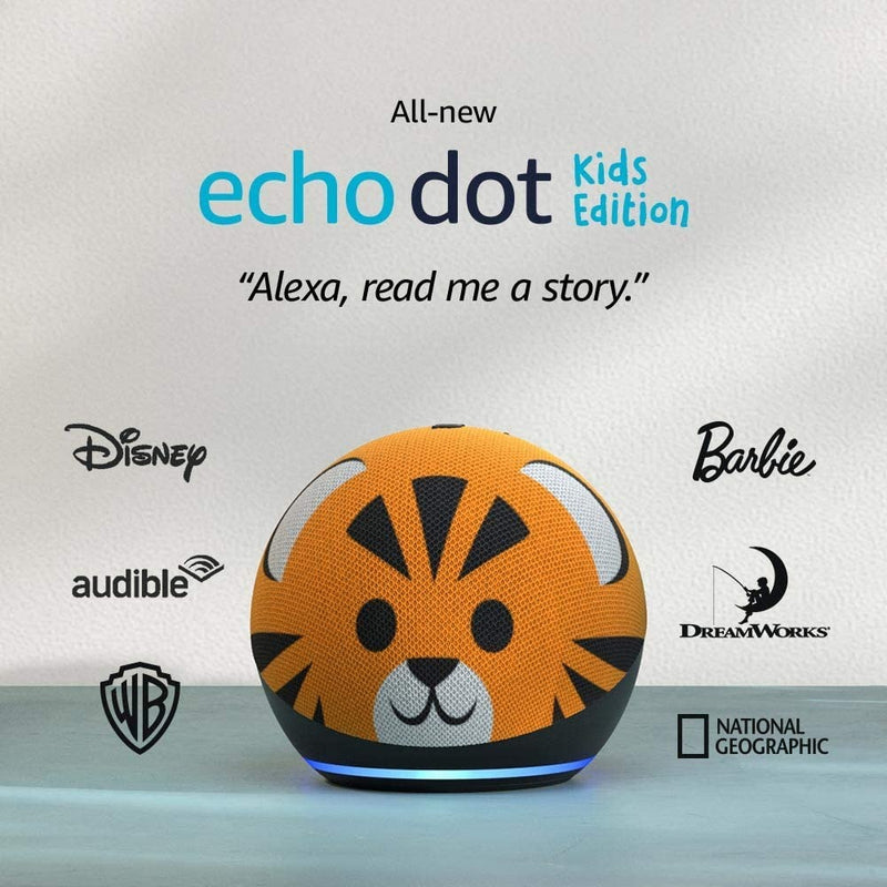 Echo Dot (4th Gen) Kids Edition | Designed for kids, with Parental Controls | Tiger