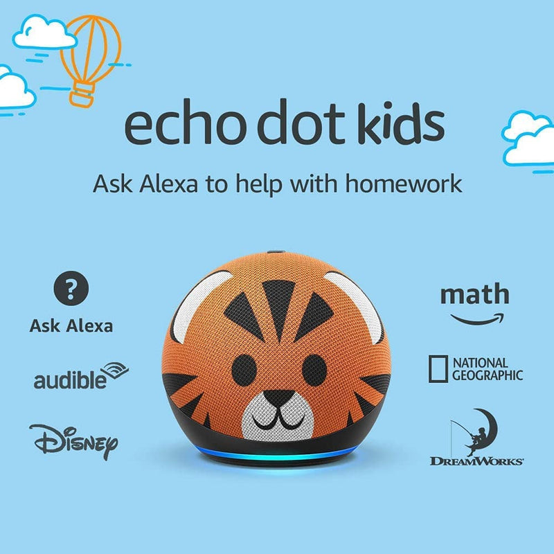 Echo Dot (4th Gen) Kids Edition | Designed for kids, with Parental Controls | Tiger