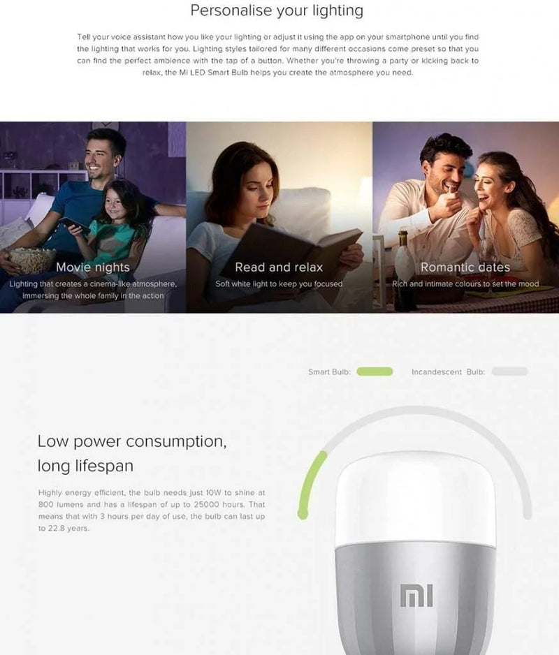 Bombilla Xiaomi MI LED Smart Bulb 10W E27 
