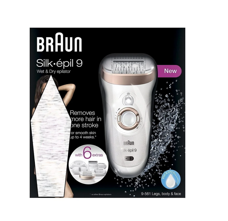 Braun Silk-épil 9 9-561 Wet and Dry Cordless Epilator+ 6 Extras