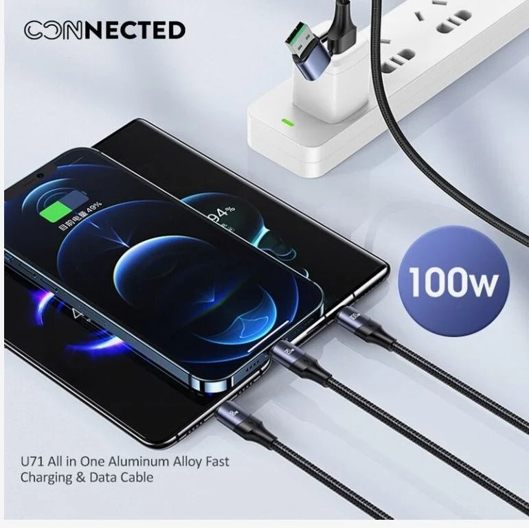 Connected Cuatro-Dous 6-in-1 Braided Charging Cable 100W Super Fast Charging