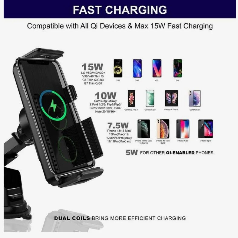 Connected DoubleSmart-15 Mobile Holder And Qi Wireless Charger 15W For Samsung Fold