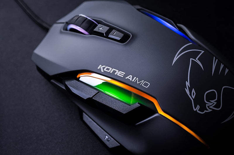 Roccat – Kone Aimo RGBA Smart Customization Gaming Mouse (Black) 23 Programmable Keys, Desi