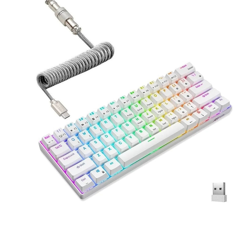 RK61 60% RGB Mechanical Keyboard, Red Switch- white