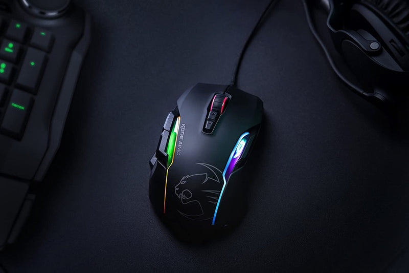 Roccat – Kone Aimo RGBA Smart Customization Gaming Mouse (Black) 23 Programmable Keys, Desi